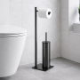 Gedy Piantana Portarotolo e Scopino in Acciaio Inox Gun Metal Linea Trilly