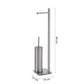Gedy Piantana Portarotolo e Scopino in Acciaio Inox Spazzolato Linea Trilly