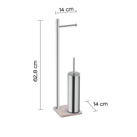Gedy Piantana Portarotolo e Scopino in Acciaio Inox Beige Linea Trilly