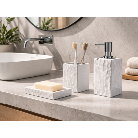 Gedy Set 3 Accessori per il Bagno in Ceramica Colore Bianco Linea New Martina
