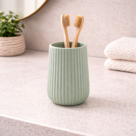 Gedy Portaspazzolini Verde Salvia in Ceramica Linea Marika