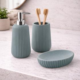 Gedy Set 3 Accessori da Bagno Azzurro Polvere in Ceramica Linea Marika