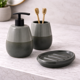 Gedy Set 3 Accessori da Bagno Verde in Ceramica Linea Wilma