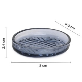 Gedy Portasapone Ovale in Vetro Blu Linea Corinne