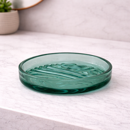 Gedy Portasapone Ovale in Vetro Verde Linea Corinne