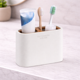 Gedy Portaspazzolino in Bambù Bianco Matt Linea Ninfea