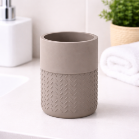 Gedy Portaspazzolini in Bambù e Resina Grigio Linea Thea