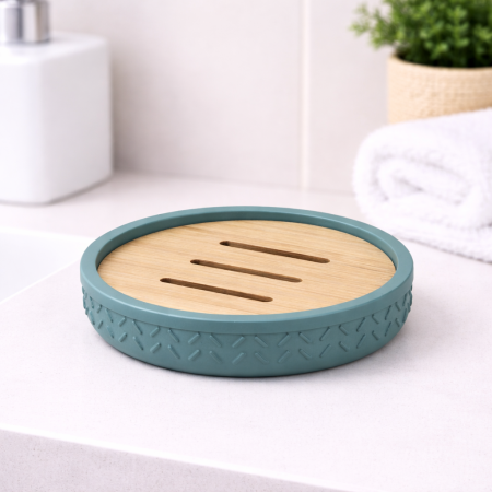 Gedy Portasapone in Bambù e Resina Verde Linea Thea