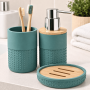 Gedy Set 3 Accessori per Bagno in Bambù e Resina Verde Linea Thea