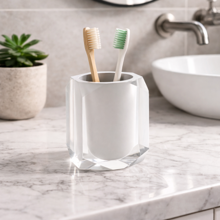 Gedy Portaspazzolini in Resina Bianco Linea Chanelle