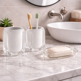 Gedy Set 3 Accessori in Resina Bianco Linea Chanelle