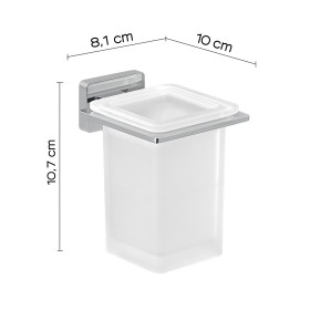 Gedy Portaspazzolini in Vetro Satinato e Acciaio Inox Cromato Linea Atena