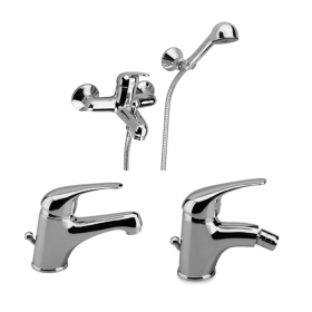 Gs Rubinetterie Set Miscelatore Monocomando per Lavabo + Bidet + Vasca Monoforo a Parete Serie Ecoline