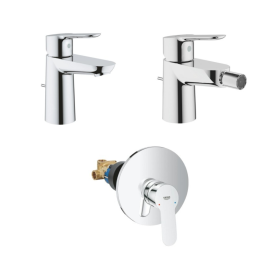 Grohe Bauedge Set Miscelatori Monocomando Cromo in Metallo per Lavabo Bidet e Doccia
