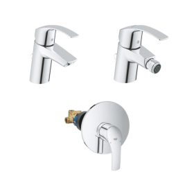 Grohe Eurosmart Set Miscelatori Rubinetto Monocomando Cromo in Metallo per Lavabo Bidet e Doccia