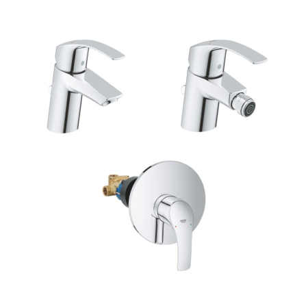 Grohe Eurosmart Set Miscelatori Rubinetto Monocomando Cromo in Metallo per Lavabo Bidet e Doccia