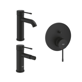 Grohe Essence Set 3 Accessori Miscelatore Monocomando per Lavabo Bidet e Doccia Nero Ultra Opaco
