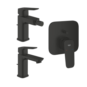 Grohe Cubeo Set 3 Miscelatori Rubinetto per Lavabo Bidet e Doccia Nero Opaco