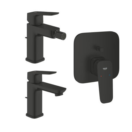 Grohe Cubeo Set 3 Miscelatori Rubinetto per Lavabo Bidet e Doccia Nero Opaco