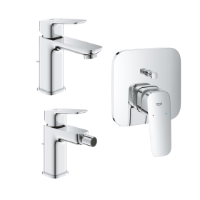 Grohe Cubeo Set 3 Miscelatori Rubinetto per Lavabo Bidet e Doccia Cromo