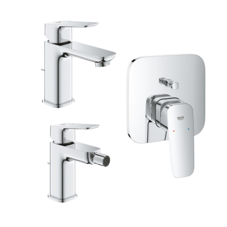 Grohe Cubeo Set 3 Miscelatori Rubinetto per Lavabo Bidet e Doccia Cromo