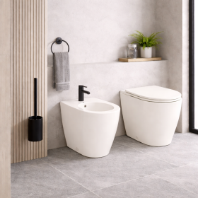 Azzurra Ceramica Coppia Sanitari WC da Terra e Bidet Collezione Comoda Ceramica Cotone