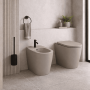 Azzurra Ceramica Coppia Sanitari WC da Terra e Bidet Collezione Comoda Ceramica Tortora con Sedile Incluso