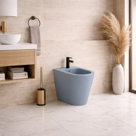 Azzurra Ceramica Bidet da Terra Monoforo Collezione Forma 54 cm Ceramica Blu Royal