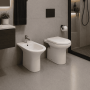 RAK Ceramics Coppia Sanitari Vaso e Bidet a Pavimento Orient Colore Bianco con Sedile Incluso