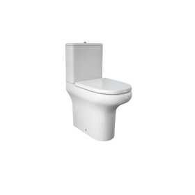 RAK Ceramics Vaso WC Monoblocco a Pavimento Filomuro Rimless Compact Colore Bianco con Sedile Incluso