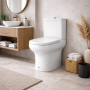 RAK Ceramics Vaso WC Monoblocco a Pavimento Filomuro Rimless Compact Colore Bianco con Sedile Incluso