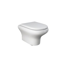 RAK Ceramics Vaso WC Sospeso Compact In Ceramica Bianco Attacco 180 con Scarico a Parete e Sedile Incluso