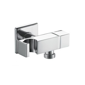 Damast Miscelatore Shut Off Rubinetto QS Quadro in Ottone Cromato con Supporto Integrato