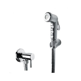 Damast Kit Shut-off In Abs Cromato Antitorsione 120 cm in Acciaio Cromato e Supporto Atos Cromato e Rubinetto On/off