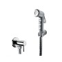 Damast Kit Shut-off In Abs Cromato Antitorsione 120 cm in Acciaio Cromato e Supporto Atos Cromato e Rubinetto On/off