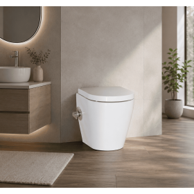 Vaso Wc con Trituratore e Bidet Integrato Techno Flux 48 in Ceramica Bianca