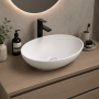 Oceano Lavabo Ovale da Appoggio 41x34x14,5 in Ceramica Bianca Lucido