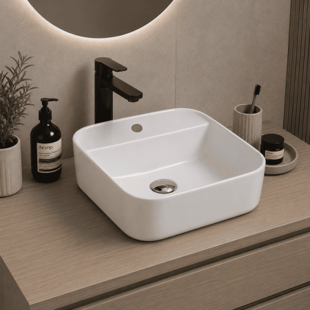 Oceano Lavabo Monoforo da Appoggio 50x40 Ceramica Bianca | Megaclima.it