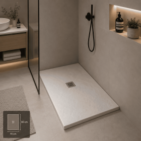 Oceano Piatto Doccia Linea Even 70x90 Altezza 3 cm Antiscivolo in Mineralmarmo Bianco