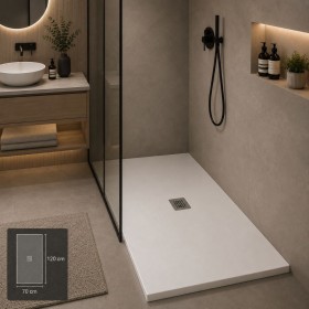 Oceano Piatto Doccia Linea Even 70x120 Altezza 3 cm Antiscivolo in Mineralmarmo Bianco