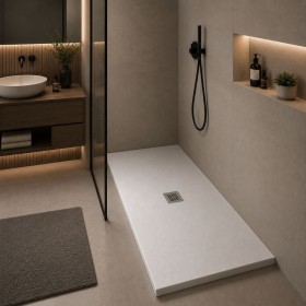 Oceano Piatto Doccia Linea Even 70x140 Altezza 3 cm Antiscivolo in Mineralmarmo Bianco