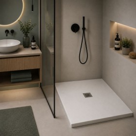 Oceano Piatto Doccia Linea Even 80x80 Altezza 3 cm Antiscivolo in Mineralmarmo Bianco