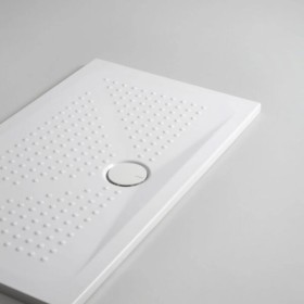 Azzurra Piatto Doccia Rettangolare Relax Altezza 3,5cm Misura 120x70 cm Foro Scarico 90mm Antiscivolo Bianco Lucido