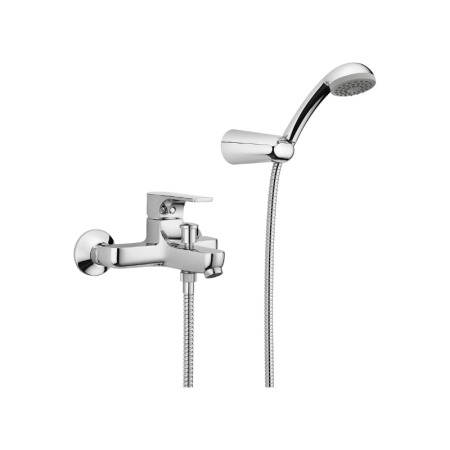 Gs Rubinetterie Miscelatore Monocomando per Vasca Esterno con Doccia a Parete Doppio Uso Flessibile 150 Cm