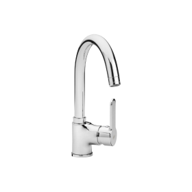 Gs Rubinetterie Miscelatore Monocomando Monoforo Bocca Tonda Girevole per Lavabo Cucina Serie Fit Cromo - 2696