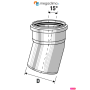 Curva 15° polipropilene diametro 40 mm Innesto disegno tecnico
