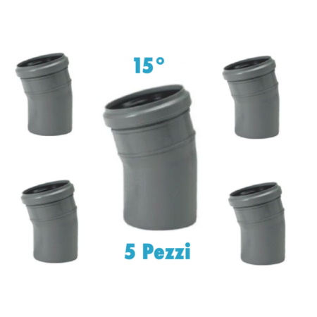 Curve 15° ( 5 PEZZI ) polipropilene diametro 40 mm Innesto