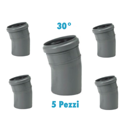 Curve 30° ( 5 PEZZI ) polipropilene diametro 40 mm Innesto