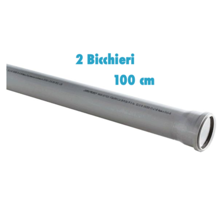 Tubo polipropilene 100 cm 2 bicchieri ad innesto diametro 40 mm