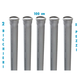 Tubo polipropilene 100 cm 2 Bicchieri ad innesto (5 PEZZI) diametro 32 mm